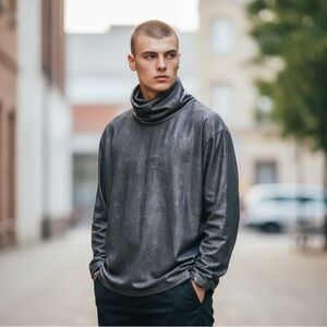 Men's Gray Turtleneck Sweater